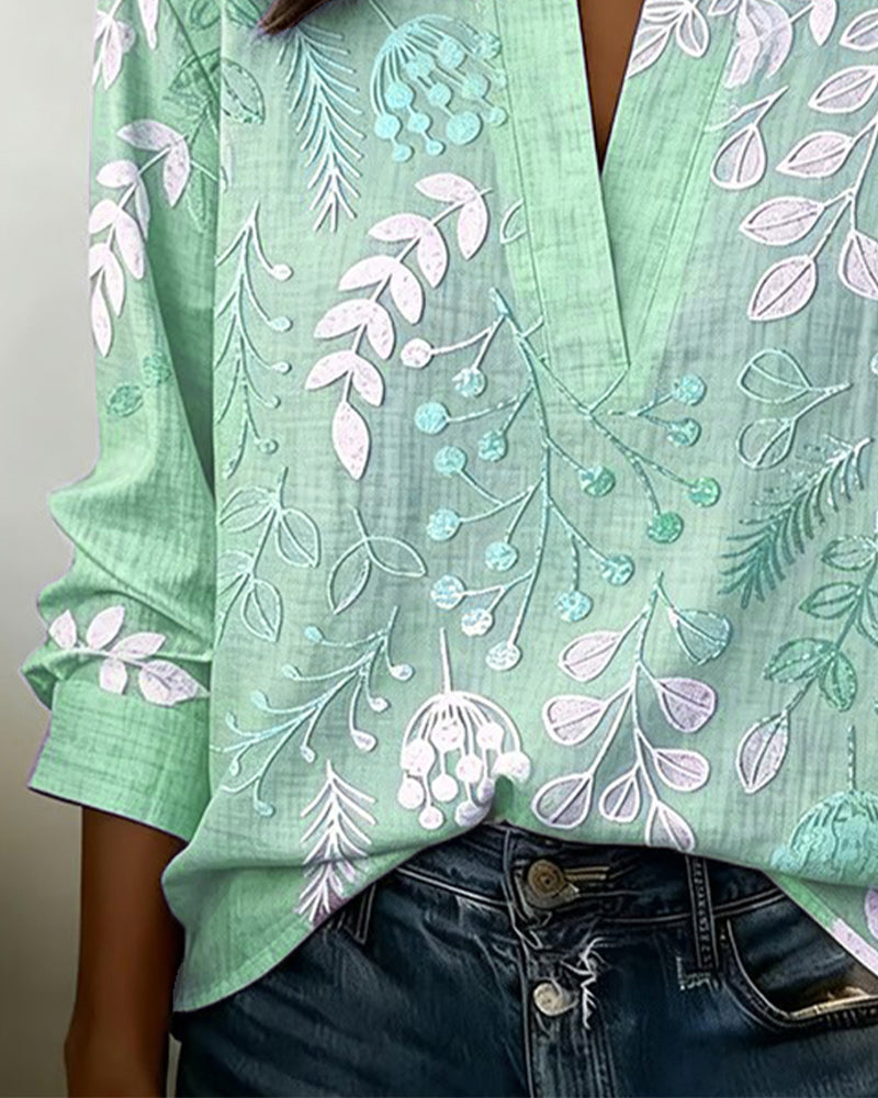 Floral V-Neck Soft-Touch Blouse