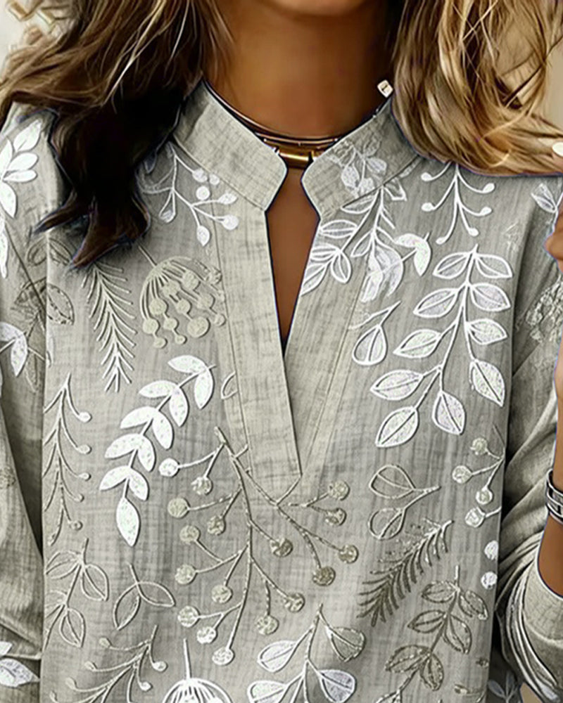Floral V-Neck Soft-Touch Blouse