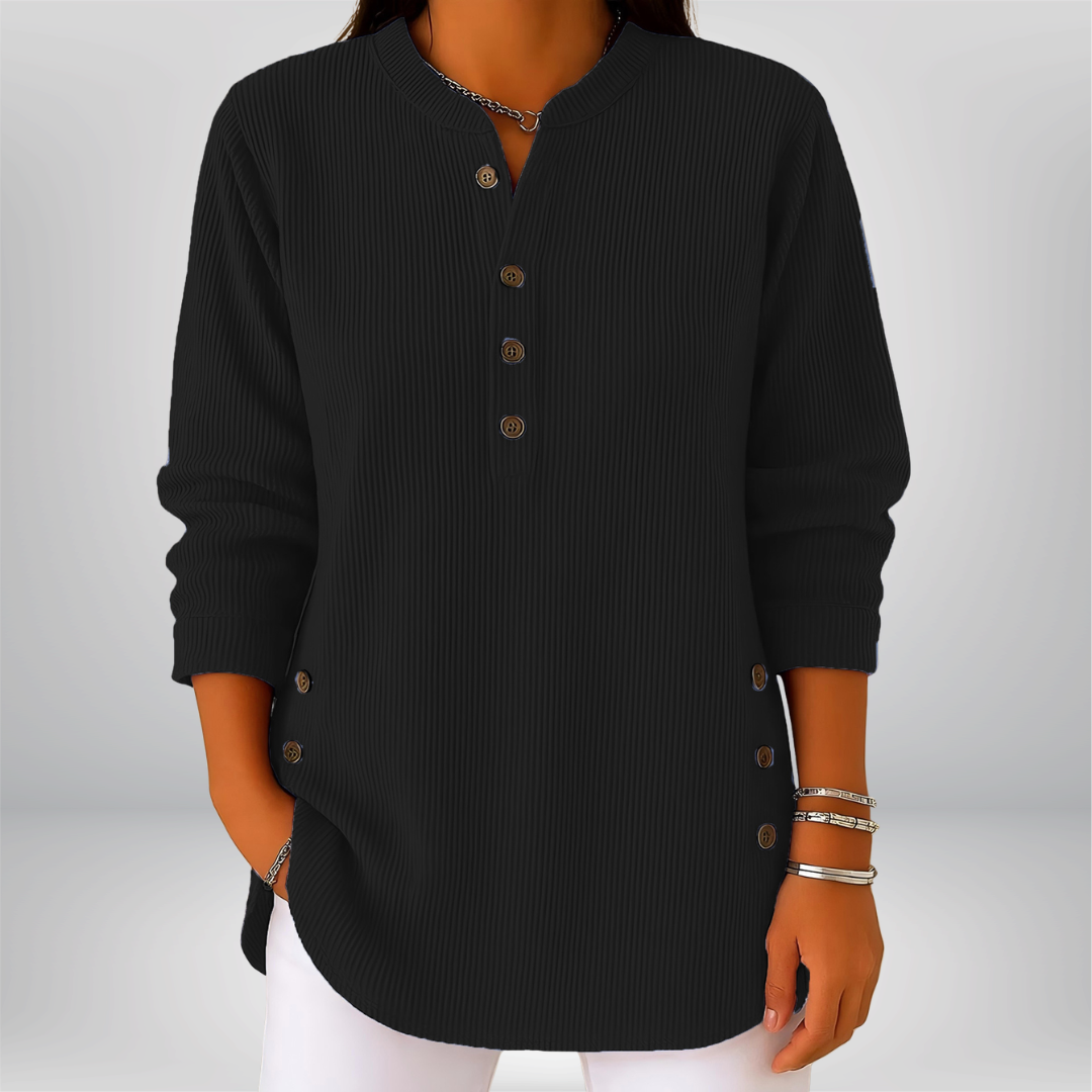 Nora Ribbed Henley Top
