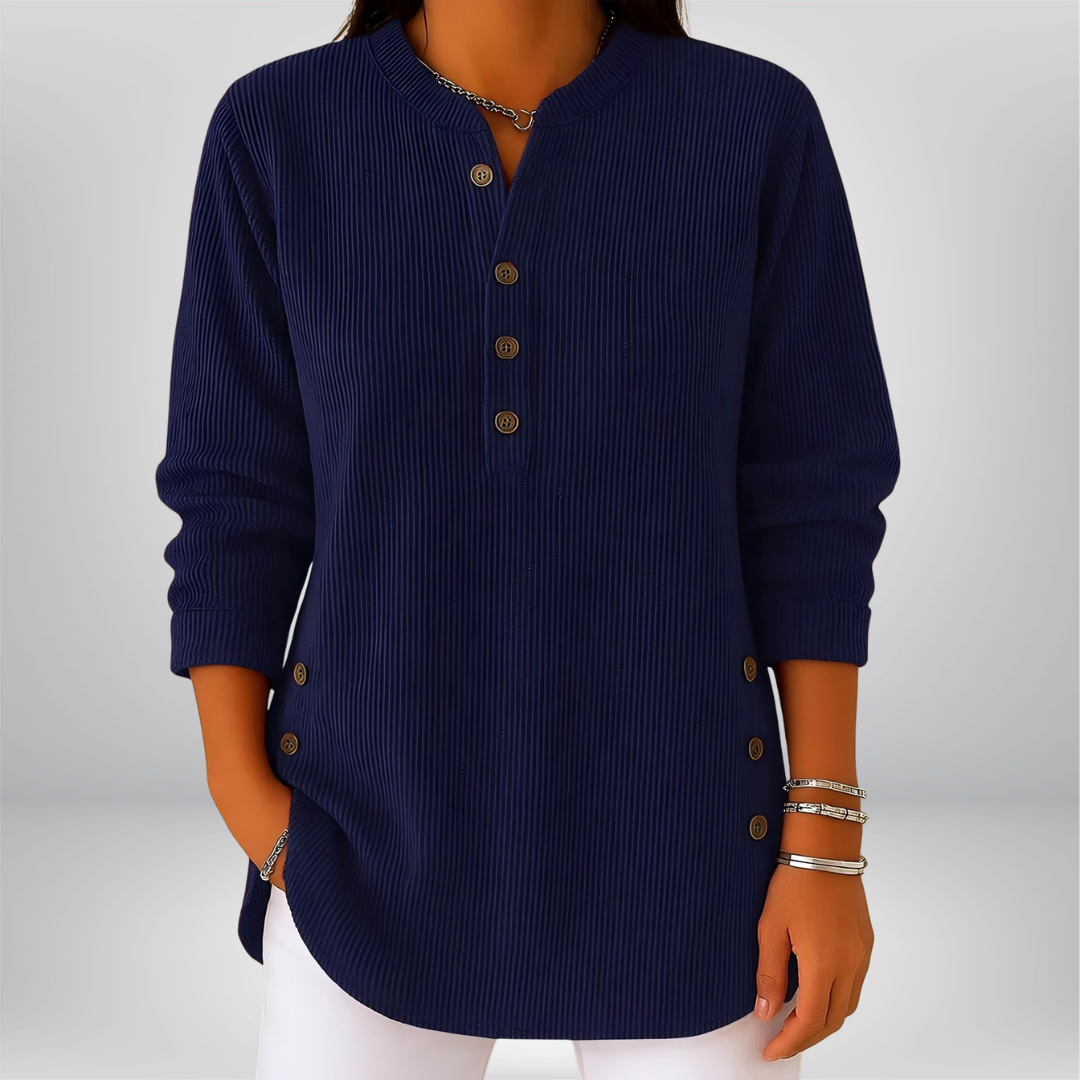 Nora Ribbed Henley Top