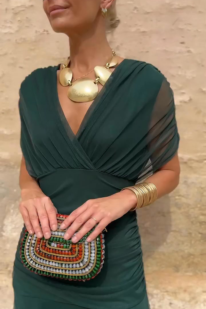 Floral Print Deep V-Neck Maxi Dress