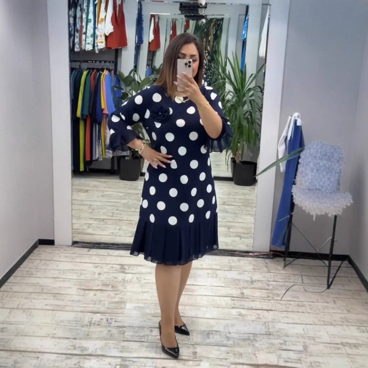 Polka Dot Flared Ruffle Dress