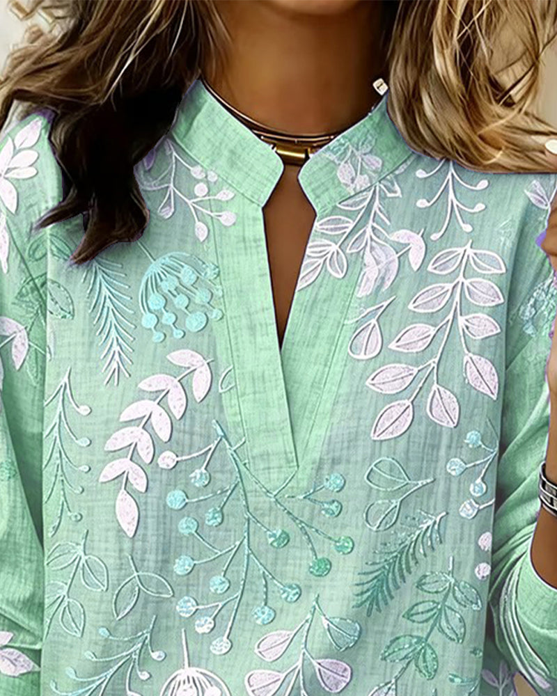 Floral V-Neck Soft-Touch Blouse