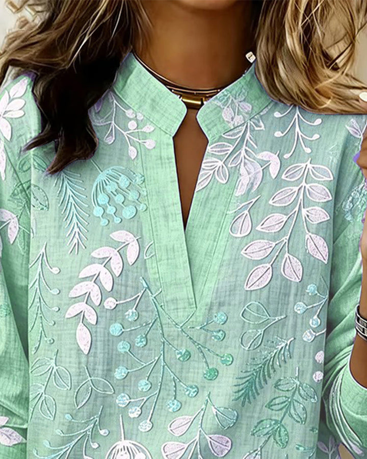Floral V-Neck Soft-Touch Blouse