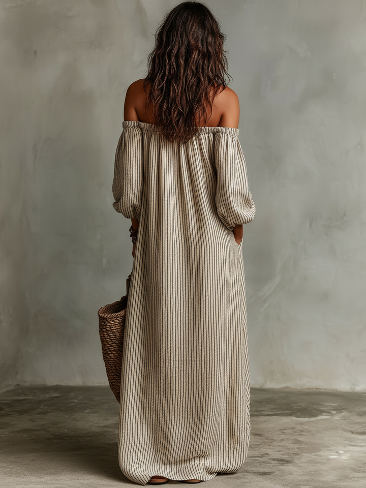 Devra – One-Shoulder Stripe Maxi Dress