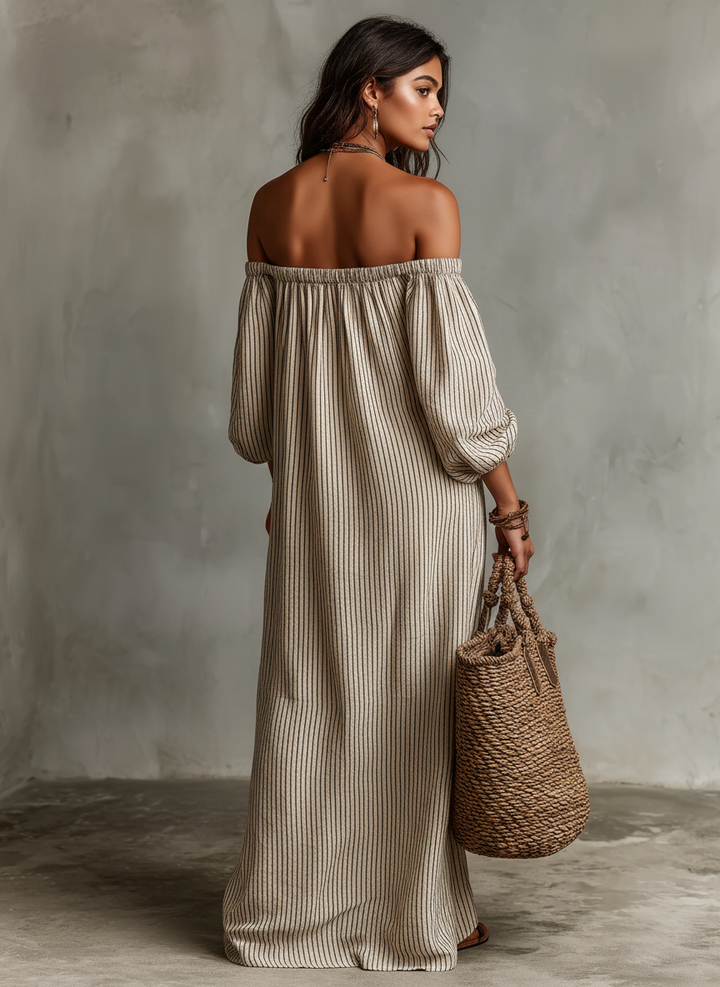 Devra – One-Shoulder Stripe Maxi Dress