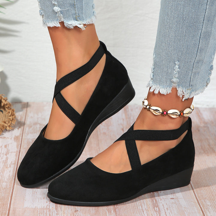 Cleo Cross-Strap Wedge Flat