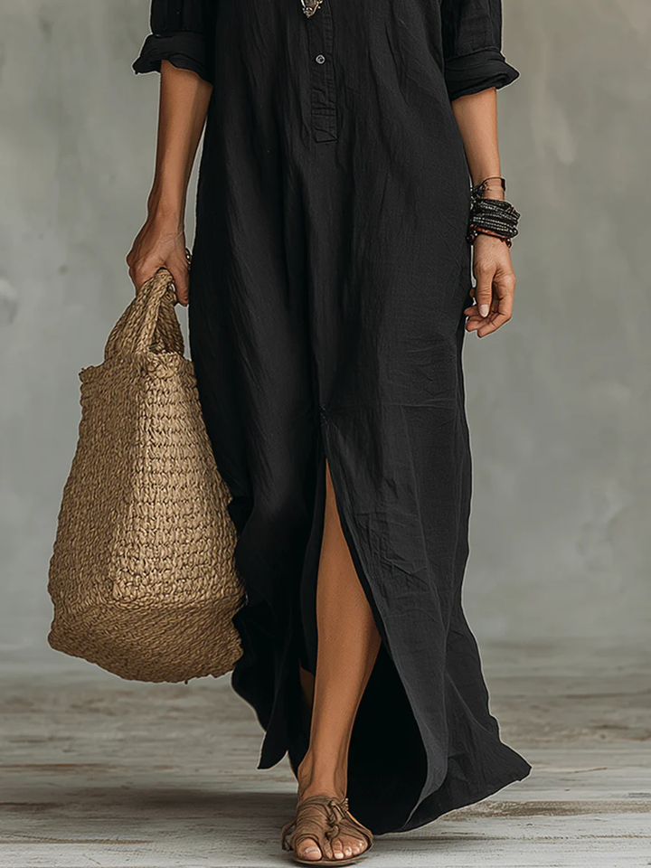 Soline – Women's Deep V-Neck Midi Dress