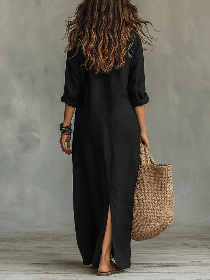 Soline – Women's Deep V-Neck Midi Dress