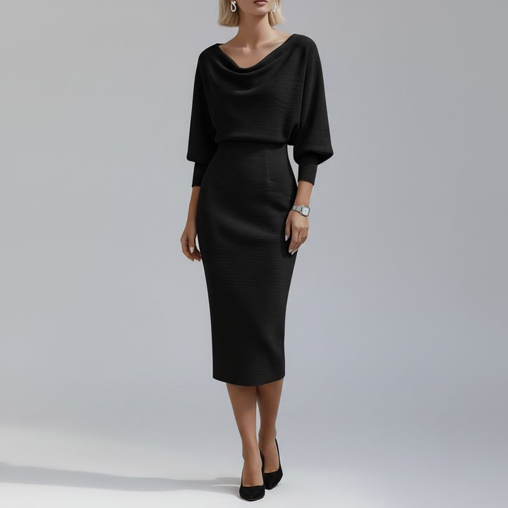Vera Cowl-Neck Knit Dress