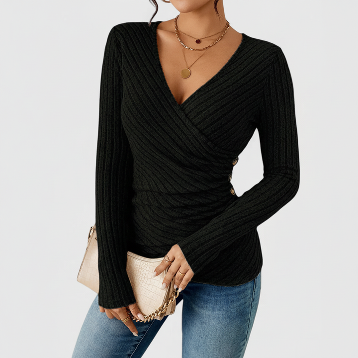 Élise Ribbed Wrap Top