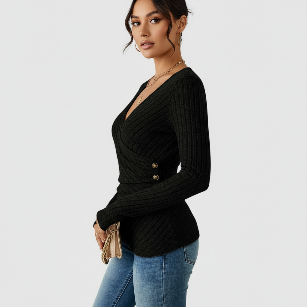 Élise Ribbed Wrap Top