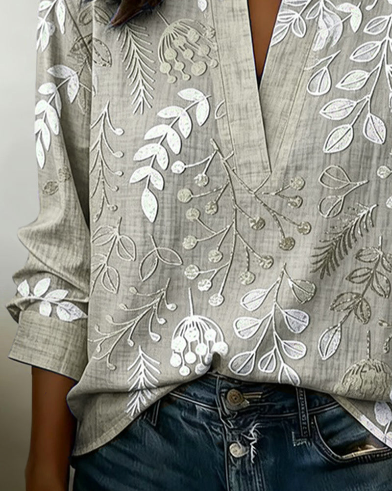 Floral V-Neck Soft-Touch Blouse