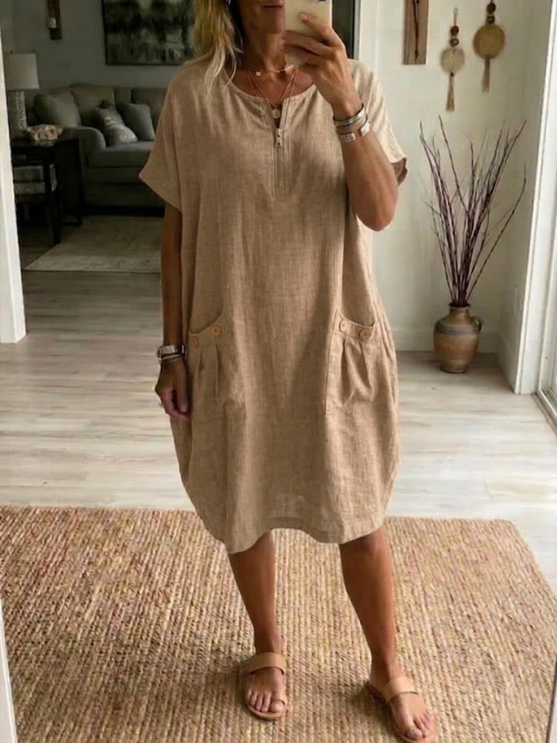 Nora – Cotton A-Line Midi Dress