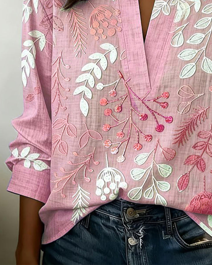 Floral V-Neck Soft-Touch Blouse