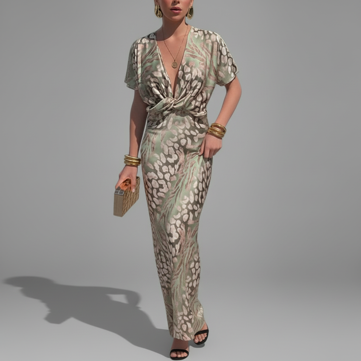 V-Neck Pencil Midi Dress