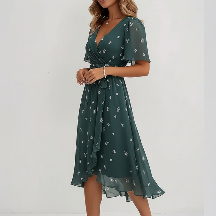 Flora Wrap Chiffon Midi Dress