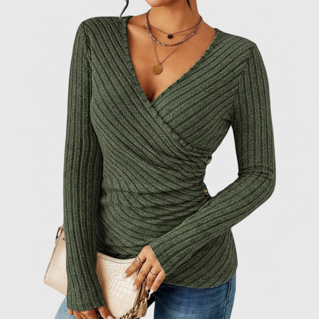 Élise Ribbed Wrap Top