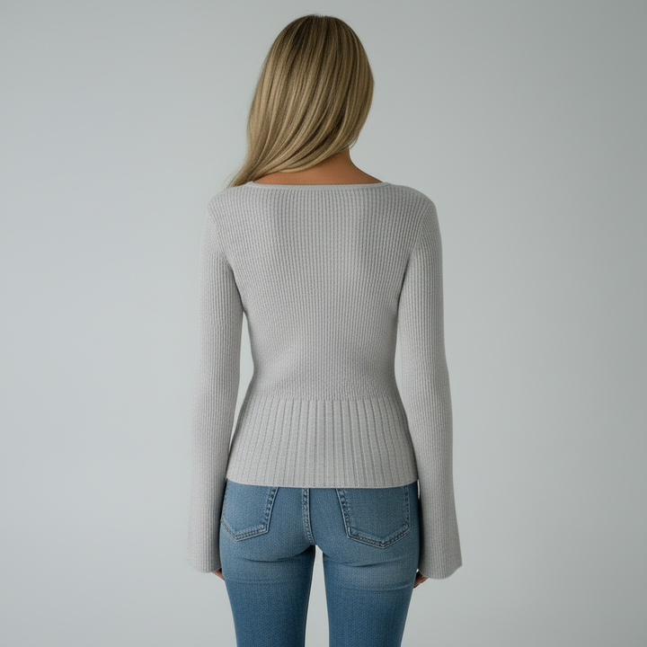 Ribbed Knit Square Neck Top