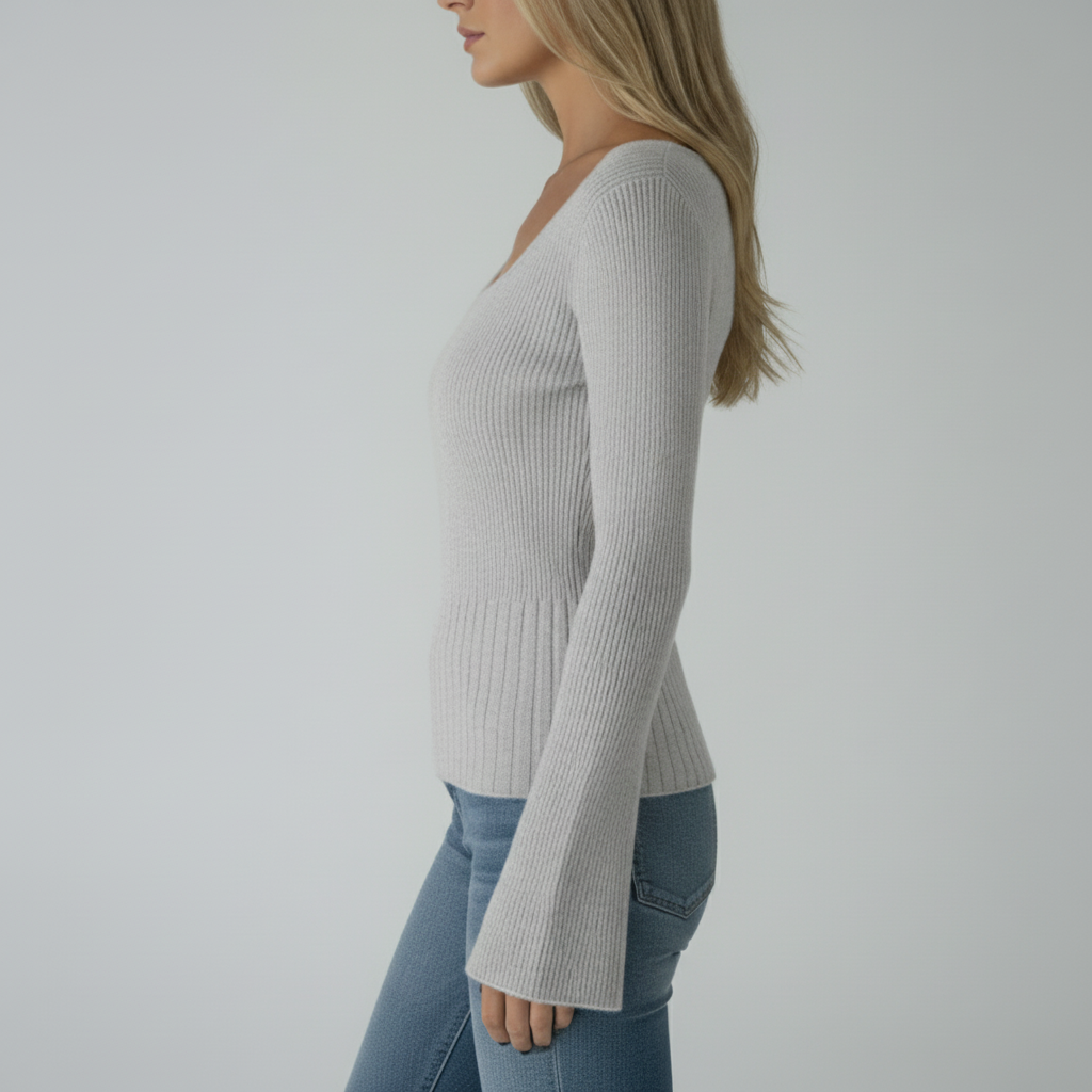 Ribbed Knit Square Neck Top