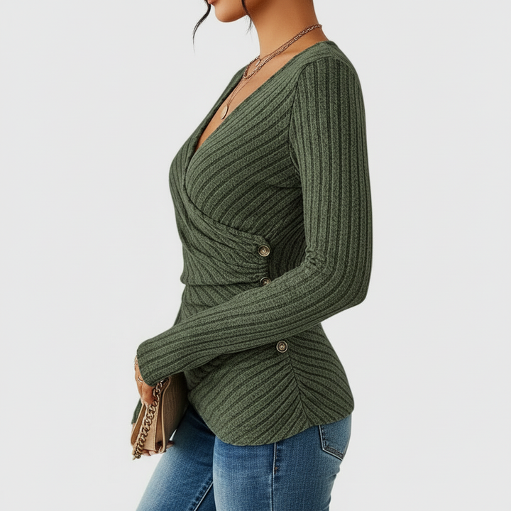 Élise Ribbed Wrap Top