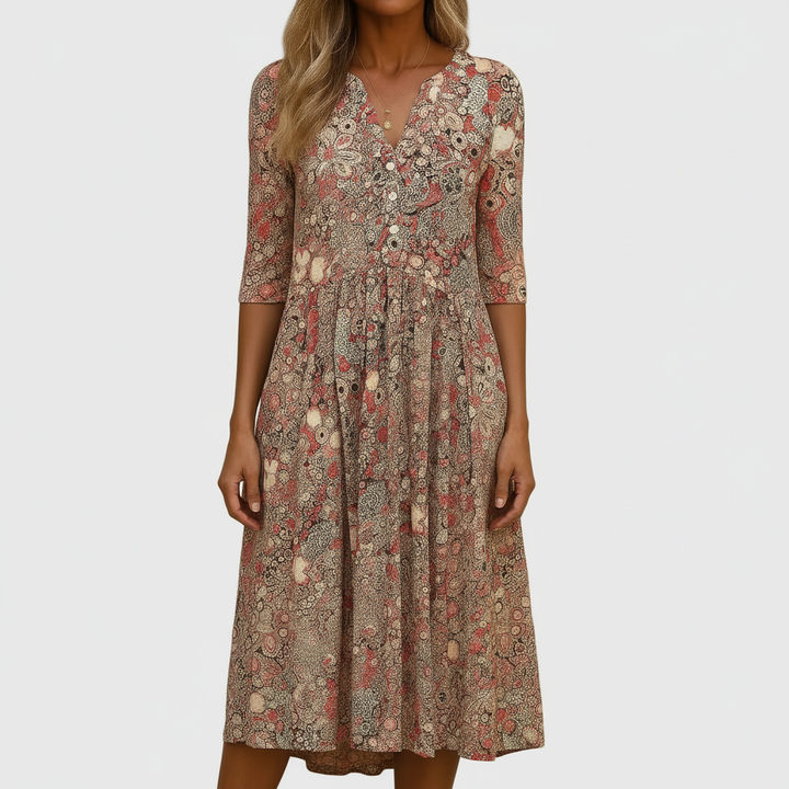 Paisley & Pocket Midi Dress