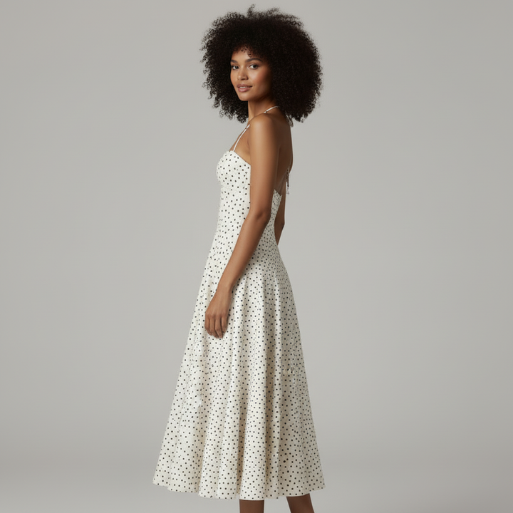 Polka Dot Halter Midi Dress
