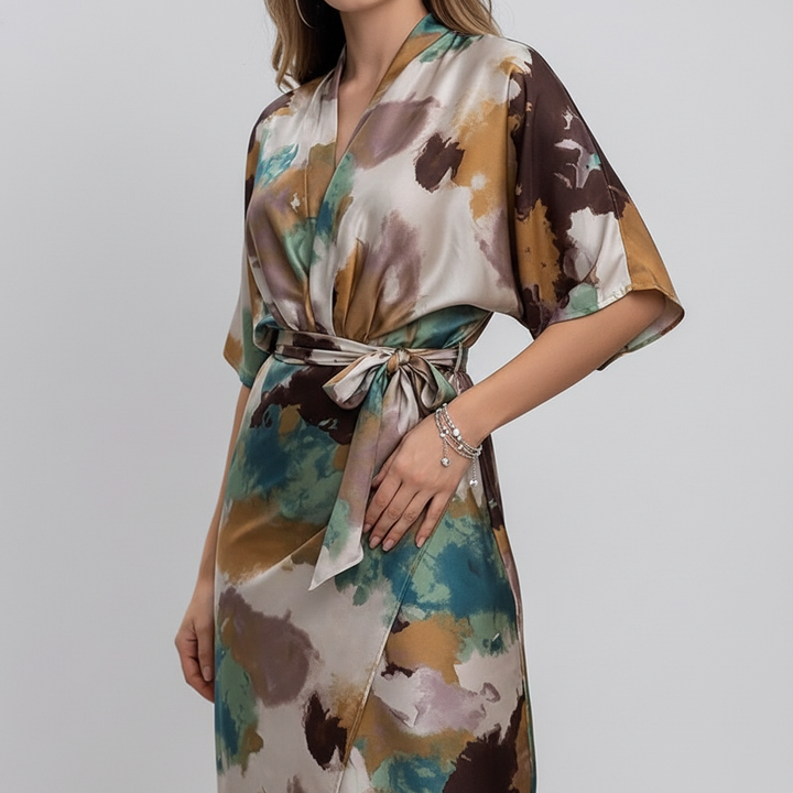 Solveig Watercolor Wrap Dress