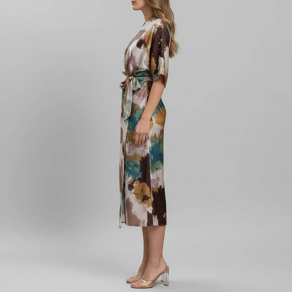 Solveig Watercolor Wrap Dress